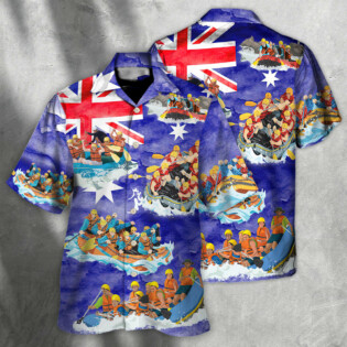 Water Rafting River Rafting Team Funny Lover Australia Flag Vintage Art Style - Hawaiian Shirt - Owl Ohh for men and women, kids - Owl Ohh