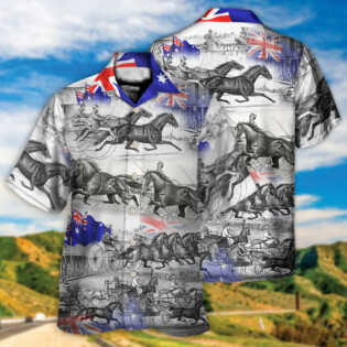 Harness Racing Horse Racing Australia Flag - Hawaiian Shirt - Owl Ohh for men and women, kids - Owl Ohh