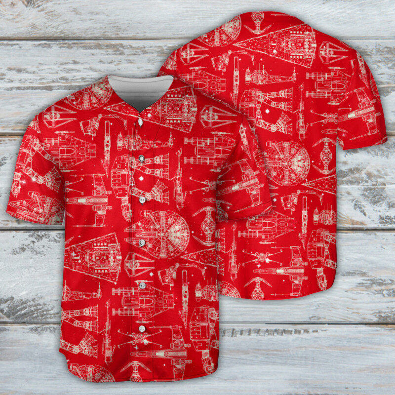 SPACE SHIPS STAR WARS RED - Baseball Jersey