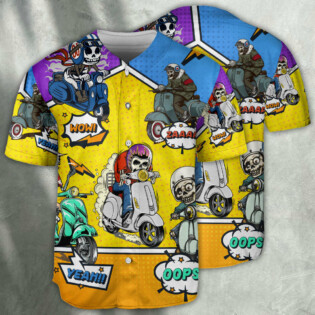 Scooter Skeleton Drive Scooter Pop Art Style - Baseball Jersey - Owl Ohh