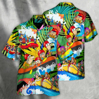 Water Rafting River Rafting Team Funny Lover Tropical Style - Hawaiian Shirt - Owl Ohh for men and women, kids - Owl Ohh