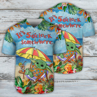 SW Baby Yoda In The Beach It’s 5 O’clock Somewhere Print - Baseball Jersey