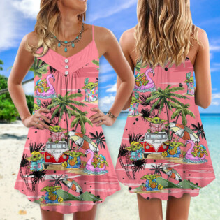 SW Disney Baby Yoda Pink - V-neck Sleeveless Cami Dress