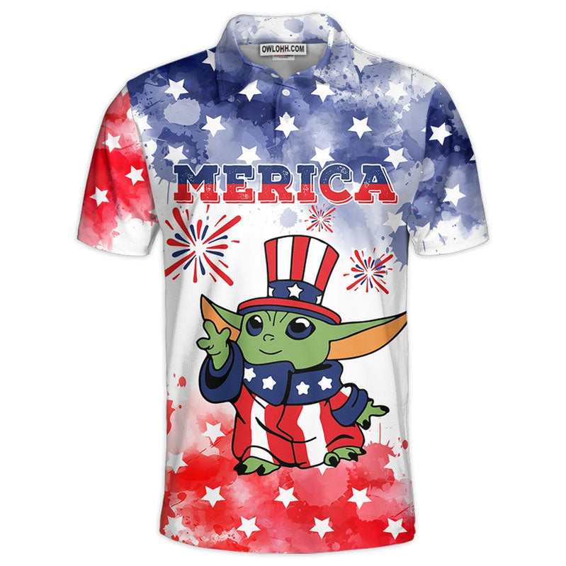 Star Wars Baby Yoda Merica Independence Day Gift For Fans Polo Shirt