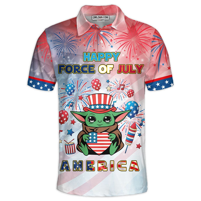 Star Wars Baby Yoda Happy Force Of July America Gift For Fans Polo Shirt