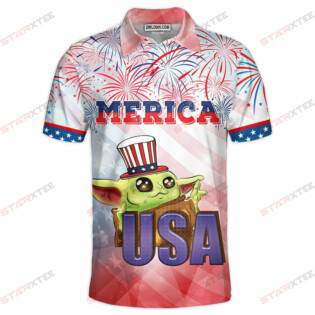 Star Wars Baby Yoda Merica 4th Of July  Gift For Fans Polo Shirt