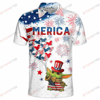 Star Wars Baby Yoda Merica Gift For Fans Polo Shirt