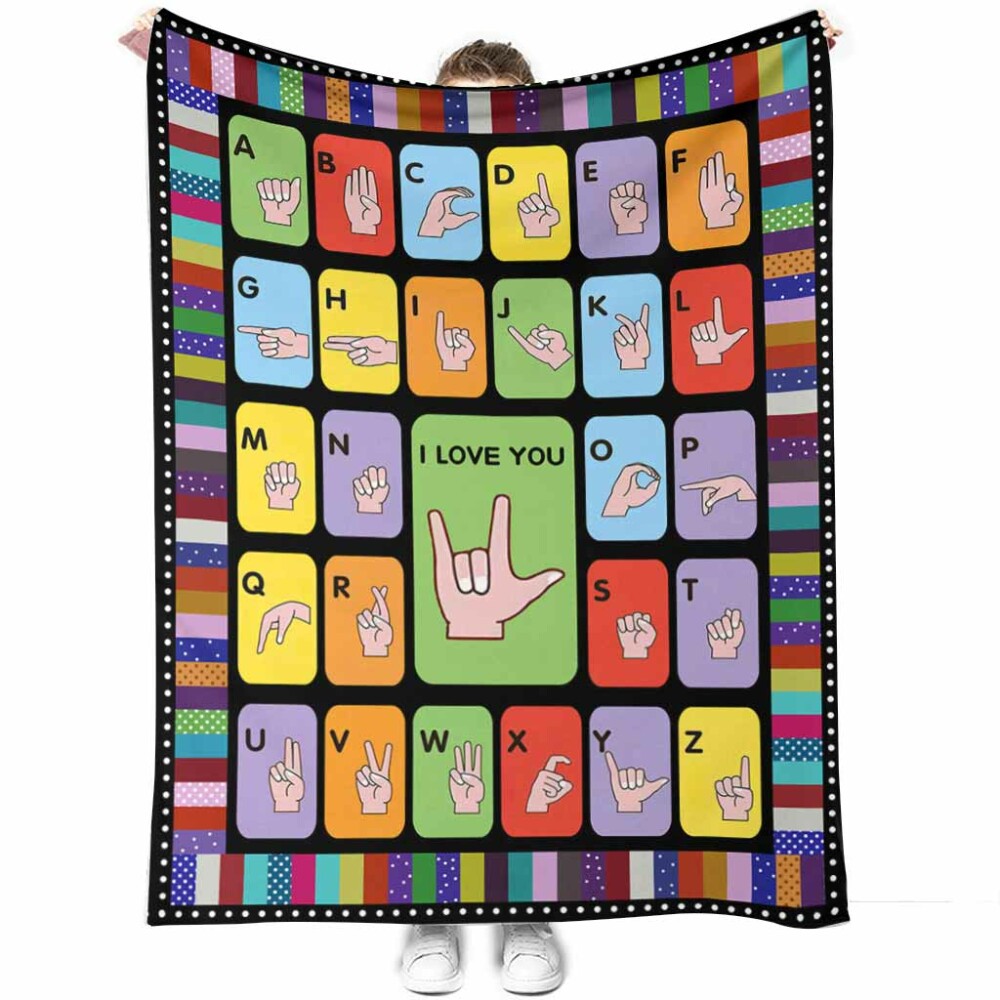 ASL Love American Sign Language - Flannel Blanket - Owl Ohh - Owl Ohh