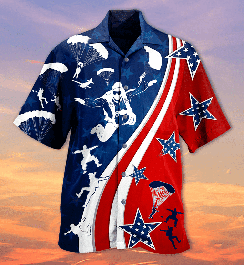 America Parachute Jump Cool - Hawaiian Shirt - Owl Ohh - Owl Ohh