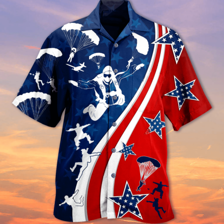 America Parachute Jump Cool - Hawaiian Shirt - Owl Ohh - Owl Ohh