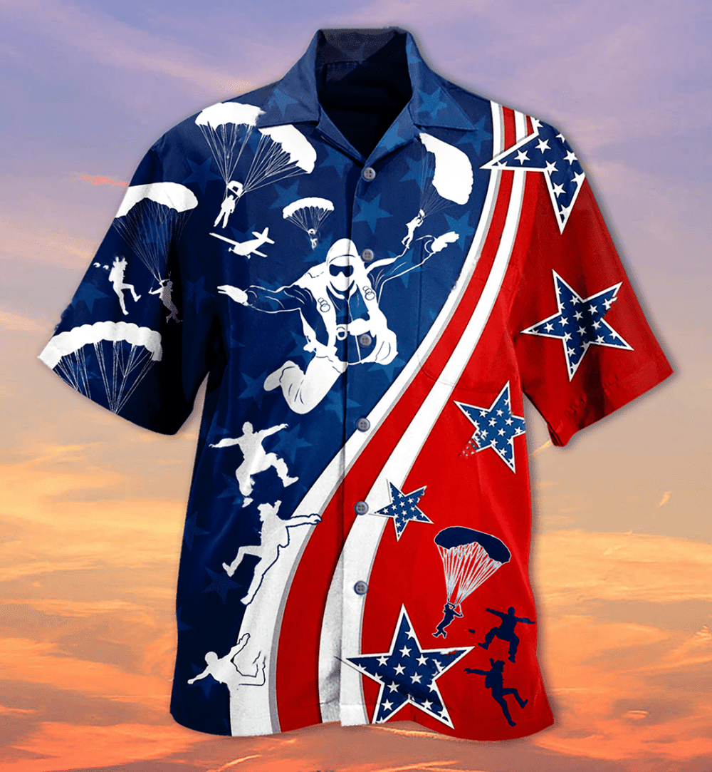 America Parachute Jump Cool - Hawaiian Shirt - Owl Ohh - Owl Ohh