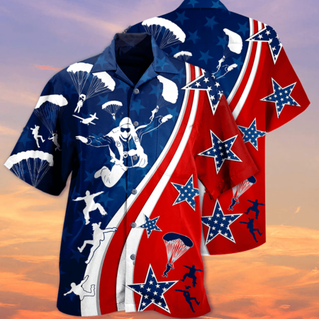 America Parachute Jump Cool - Hawaiian Shirt - Owl Ohh - Owl Ohh