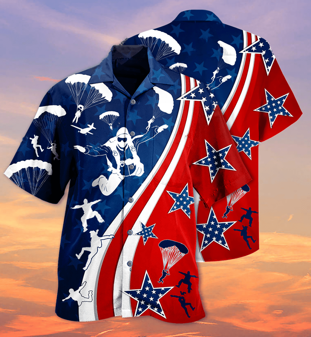 America Parachute Jump Cool - Hawaiian Shirt - Owl Ohh - Owl Ohh