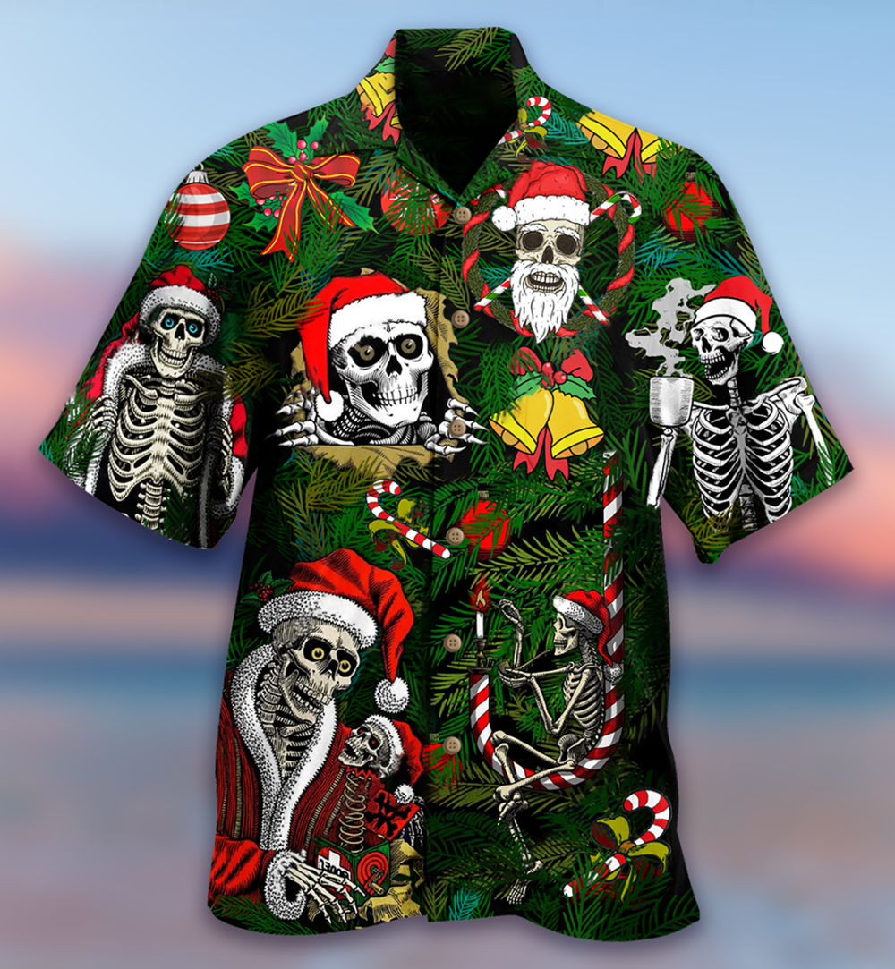 Skull Merry Xmas Happy - Hawaiian Shirt - Owl Ohh - Owl Ohh