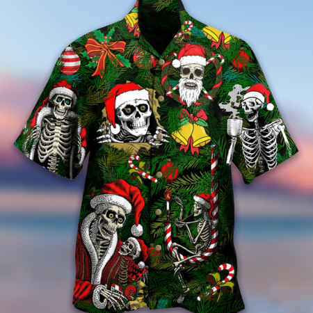 Skull Merry Xmas Happy - Hawaiian Shirt - Owl Ohh - Owl Ohh
