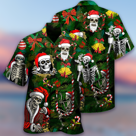 Skull Merry Xmas Happy - Hawaiian Shirt - Owl Ohh - Owl Ohh