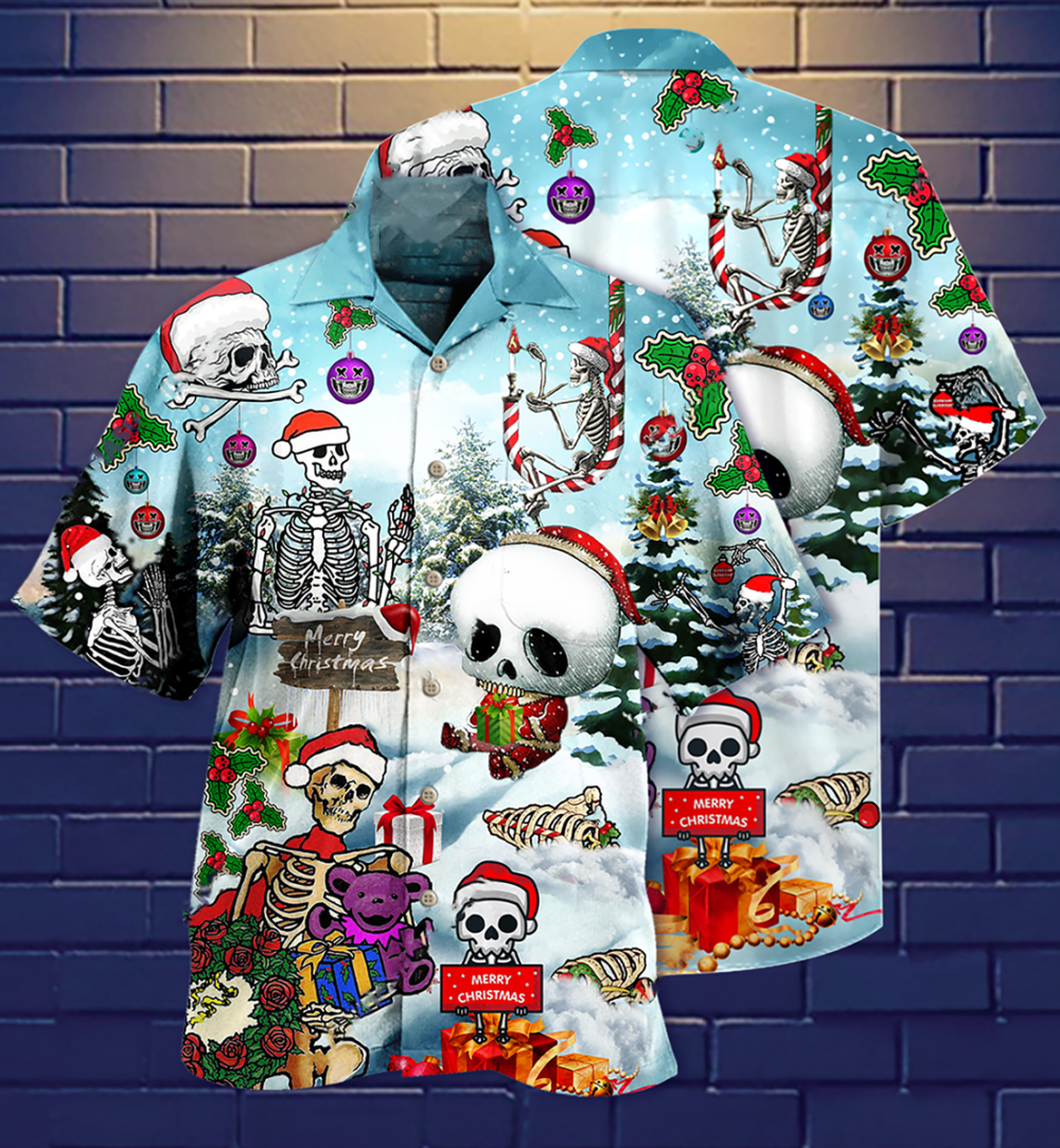 Skull Xmas Snow - Hawaiian Shirt - Owl Ohh - Owl Ohh