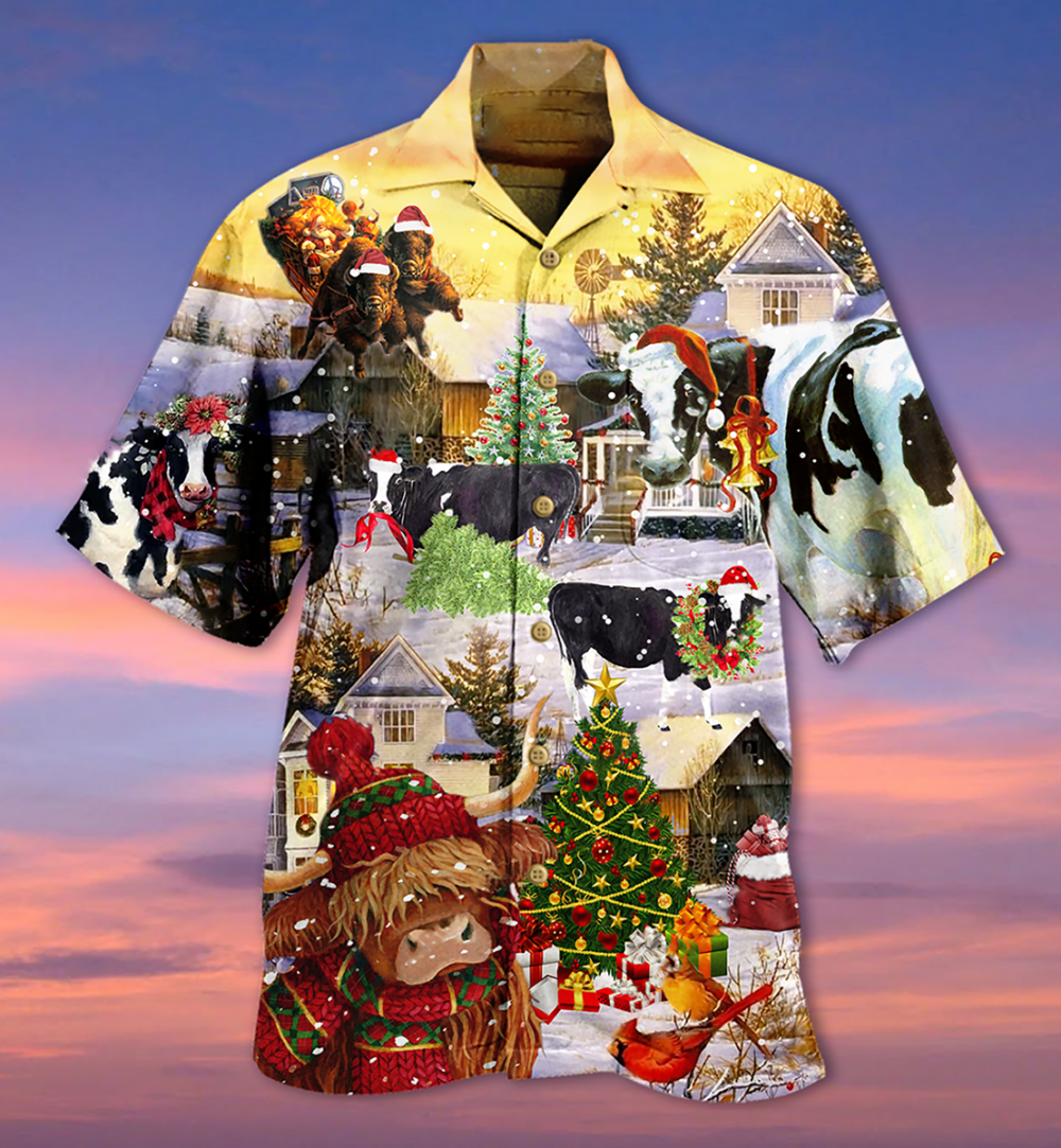 Cow Christmas Love Animals Love - Hawaiian Shirt - Owl Ohh - Owl Ohh