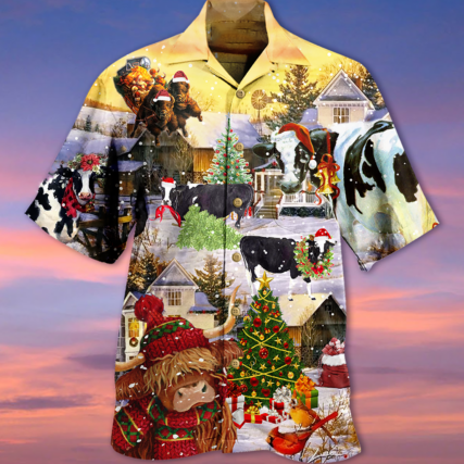 Cow Christmas Love Animals Love - Hawaiian Shirt - Owl Ohh - Owl Ohh
