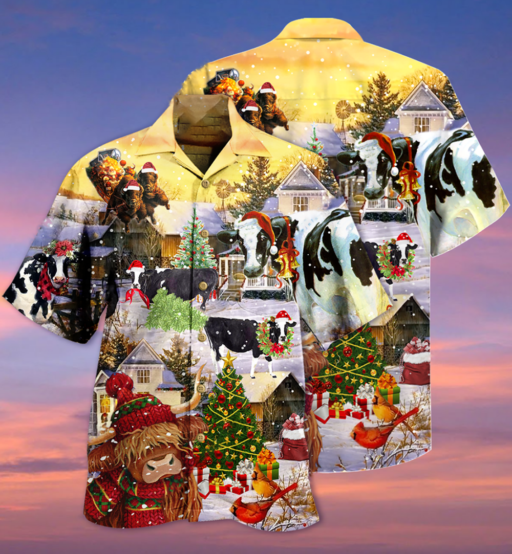 Cow Christmas Love Animals Love - Hawaiian Shirt - Owl Ohh - Owl Ohh