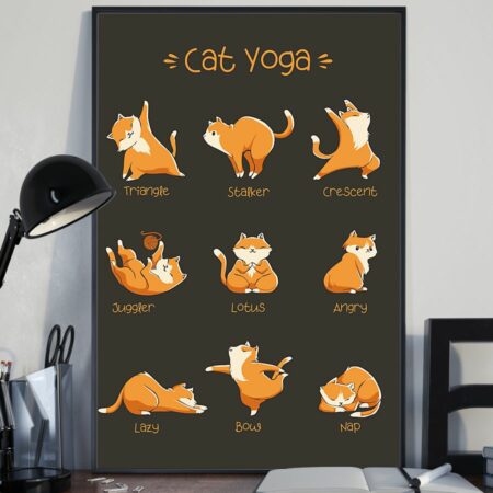 Yoga Life Peace Cat Yoga - Vertical Poster - Owl Ohh - Owl Ohh