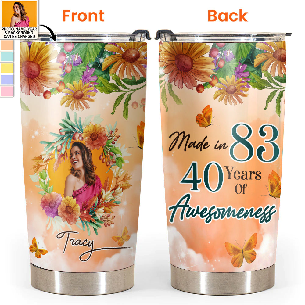 Made In 83 40 Years Of Awesomeness Tumbler Gift Custom Photo Personalized - Tumbler - Personalized Photo Gifts - Owl Ohh