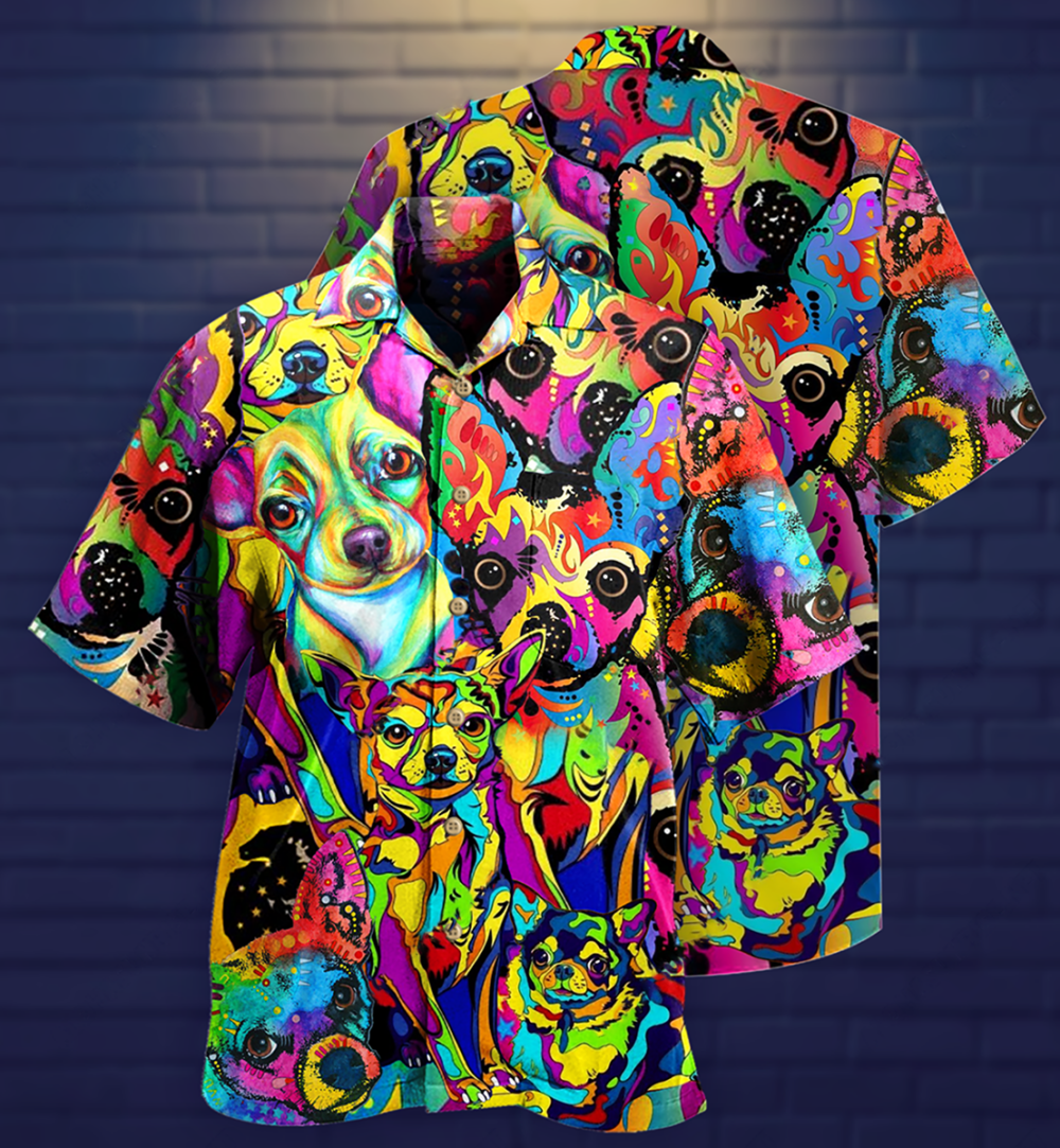 Chihuahua Colorful Painting - Hawaiian Shirt - Owl Ohh - Owl Ohh