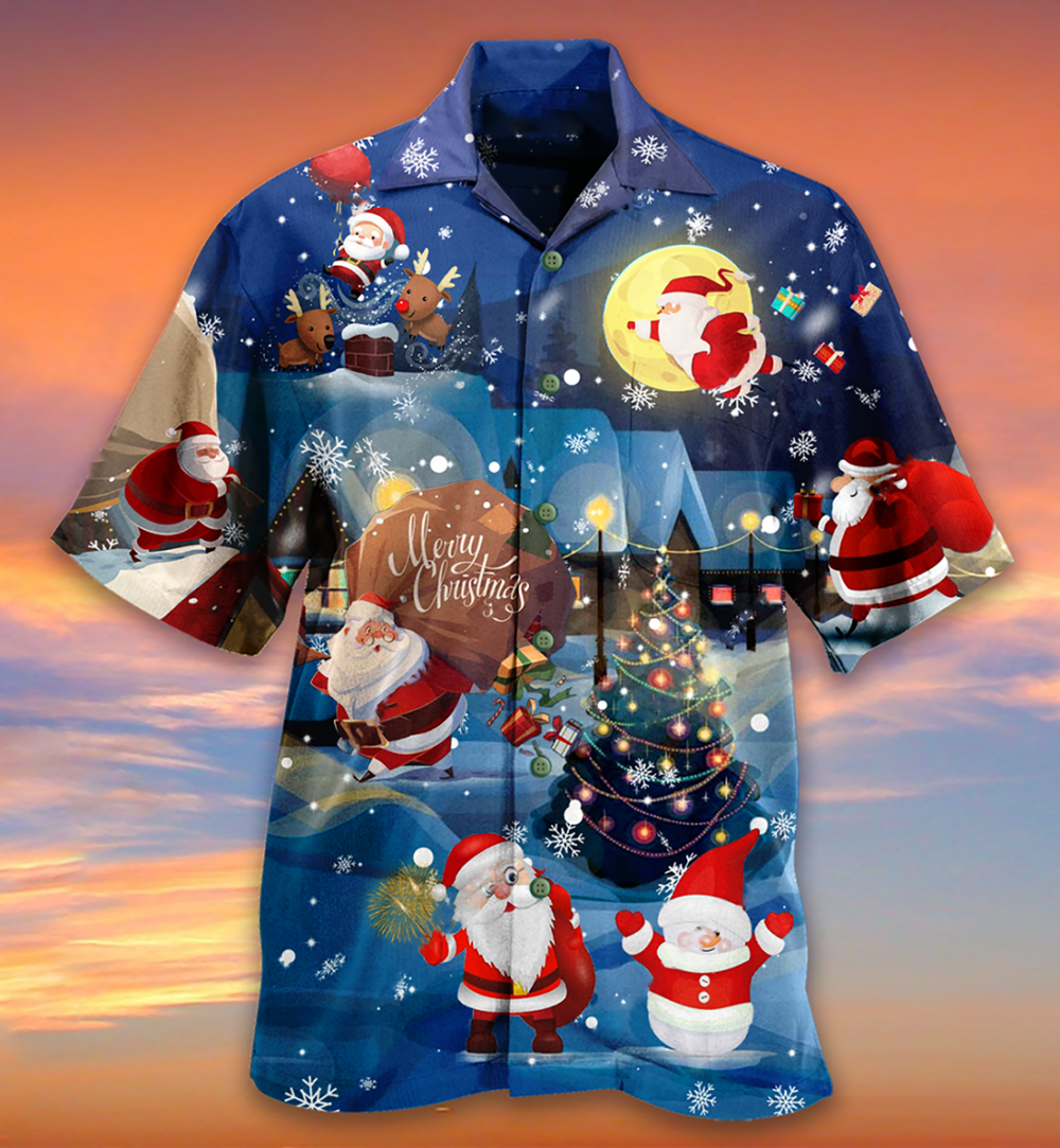Christmas Love Santa And Gifts Lovely Night - Hawaiian Shirt - Owl Ohh - Owl Ohh