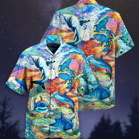 Shark Painting Color - Hawaiian Shirt - Owl Ohh - Owl Ohh