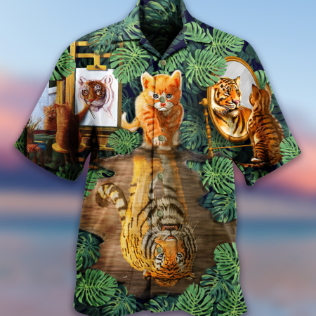Cat And Tiger Leaf - Hawaiian Shirt - Owl Ohh - Owl Ohh