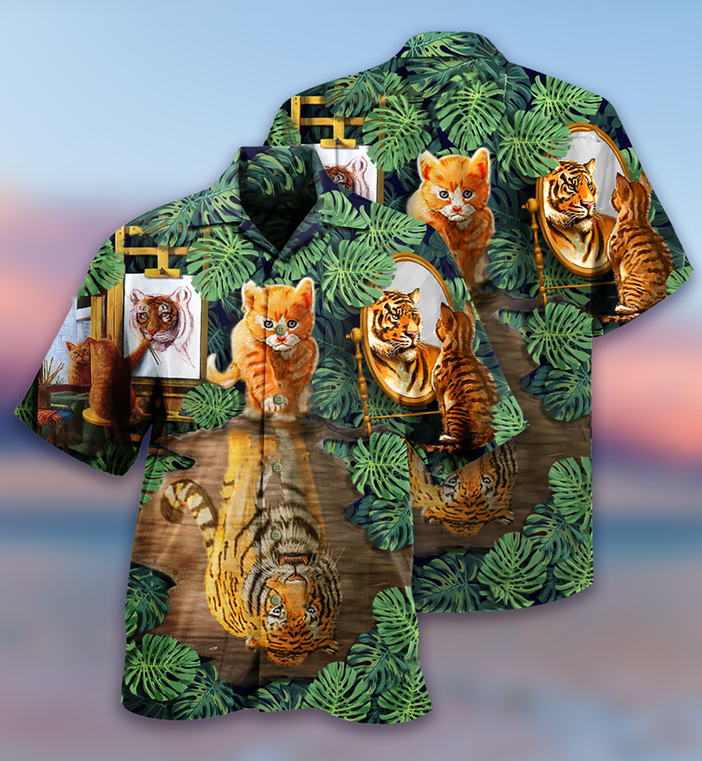 Cat And Tiger Leaf - Hawaiian Shirt - Owl Ohh - Owl Ohh