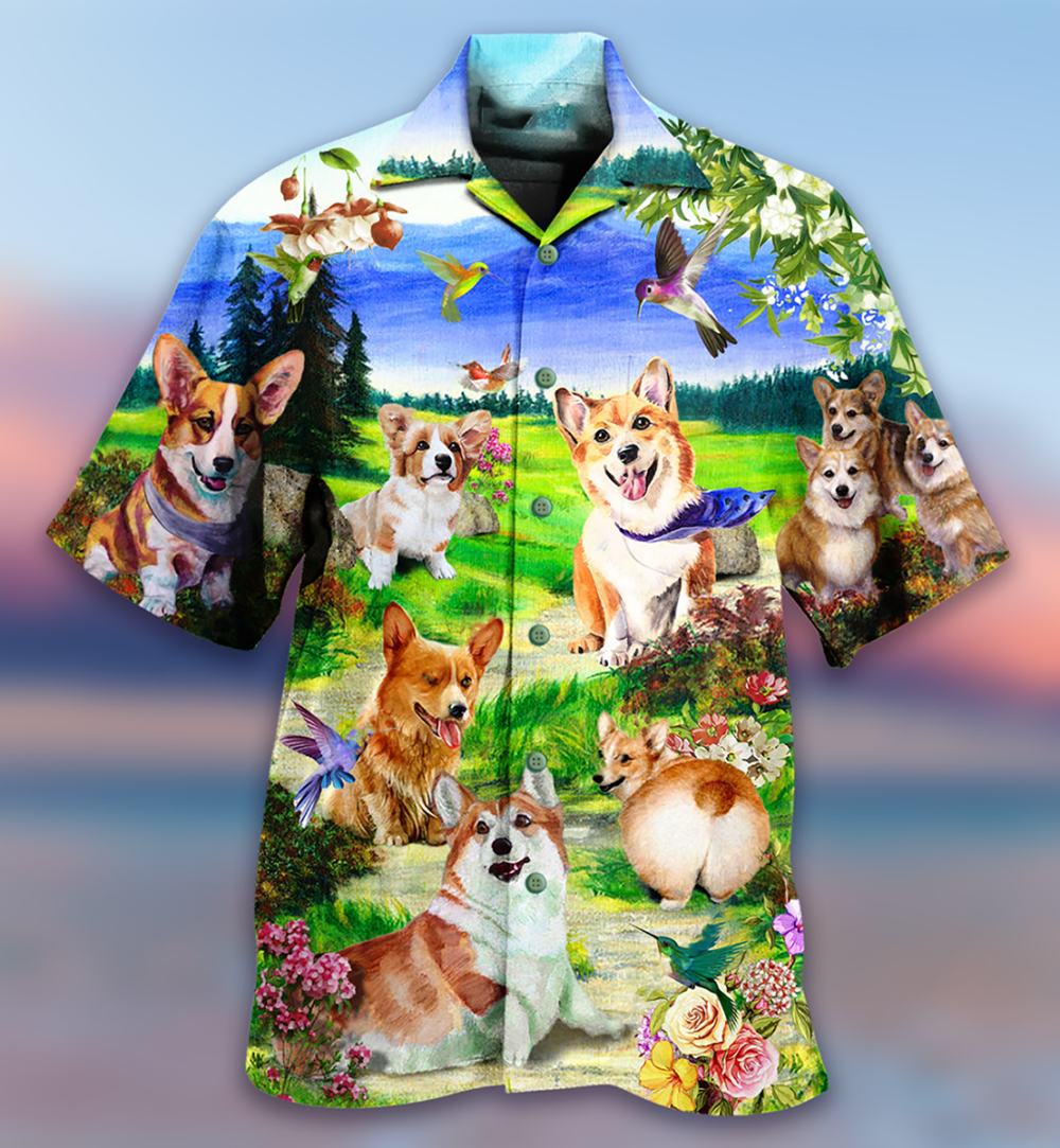 Corgi Dogs Love Blue Sky - Hawaiian Shirt - Owl Ohh - Owl Ohh