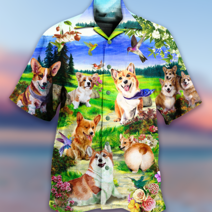 Corgi Dogs Love Blue Sky - Hawaiian Shirt - Owl Ohh - Owl Ohh