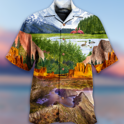 Camping Love Flamingo Landscape - Hawaiian Shirt - Owl Ohh - Owl Ohh