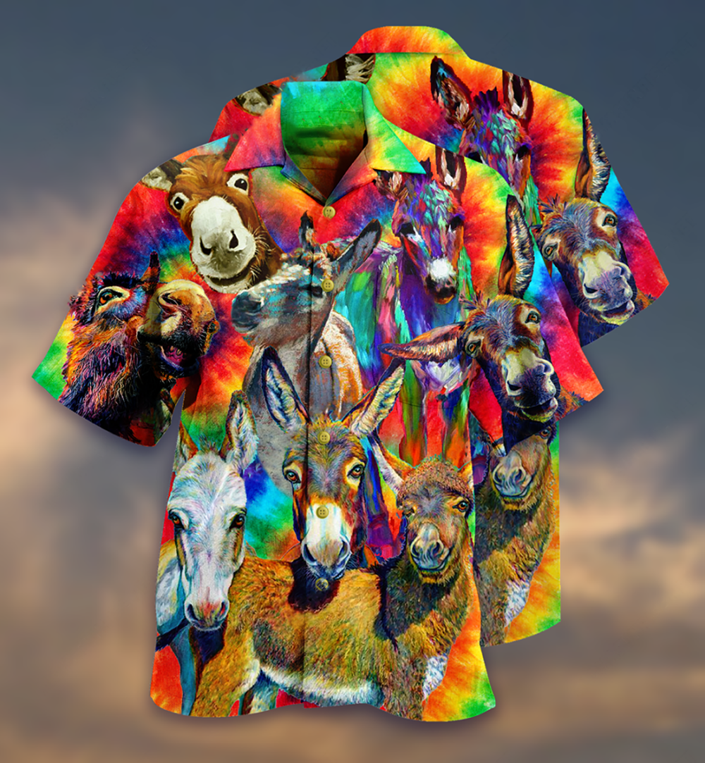 Donkey Animals Love Color Always Smile - Hawaiian Shirt - Owl Ohh - Owl Ohh