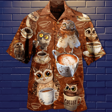 Owl Love Coffee Cool - Hawaiian Shirt - Owl Ohh - Owl Ohh