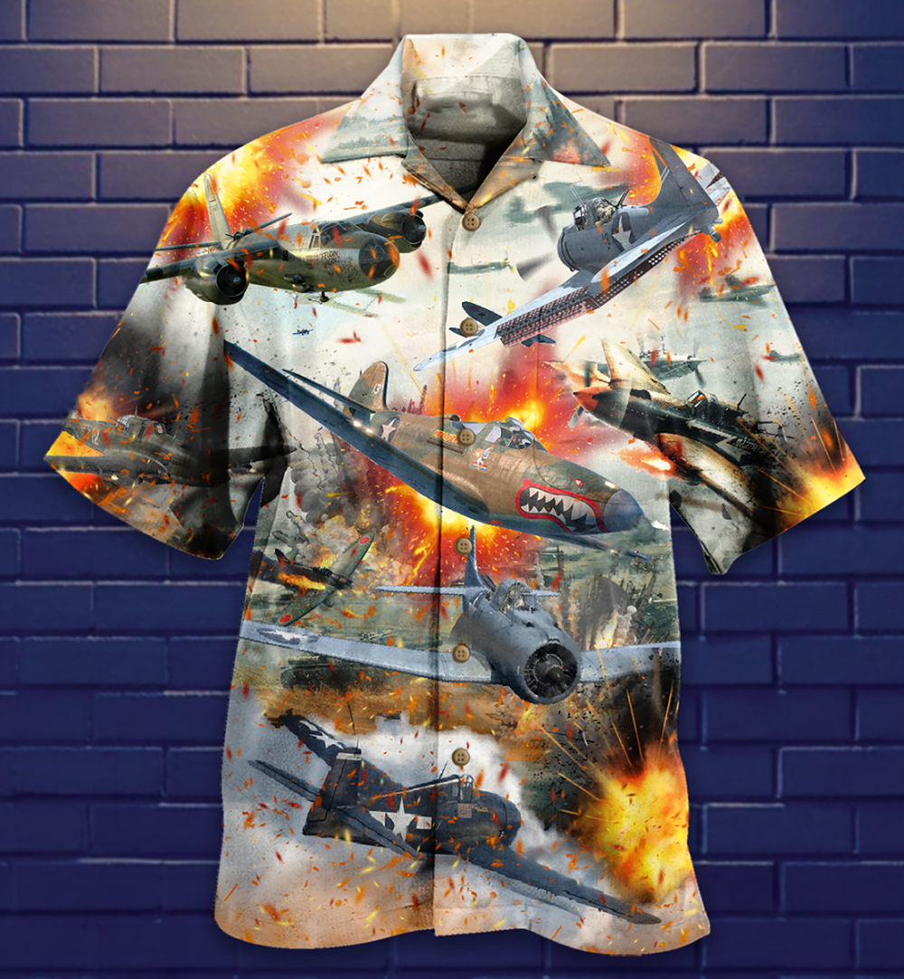 Combat Aircraft Fire War - Hawaiian Shirt - Owl Ohh - Owl Ohh