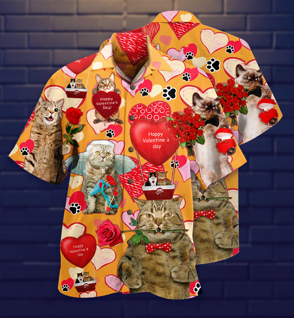 Cat Love You Forever Women's Day, Valentine Gift - Hawaiian Shirt - Owl Ohh - Owl Ohh