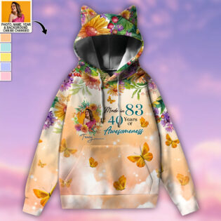 Made In 83 40 Years Of Awesomeness Gift Custom Photo Personalized - Ears Hoodie - Personalized Photo Gifts - Owl Ohh
