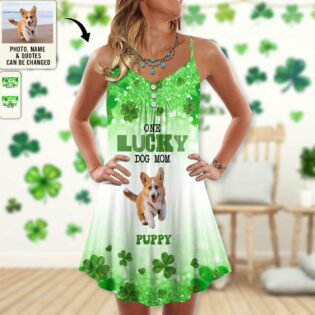 ST.Patrick's Day This Lucky Dog Mom Custom Photo Personalized - V-neck Sleeveless Cami Dress - Personalized Photo Gifts - Owl Ohh