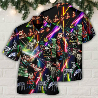 Christmas Tree Neon Art And Snowman - Hawaiian Shirt - Owl Ohh - Owl Ohh