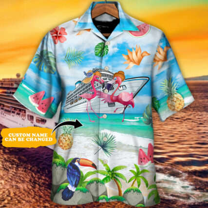 Cruising Partners Flamingo Husband And Wife Cruising Partners For Life Personalized - Hawaiian Shirt - Personalized Photo Gifts for men and women, kids - Owl Ohh