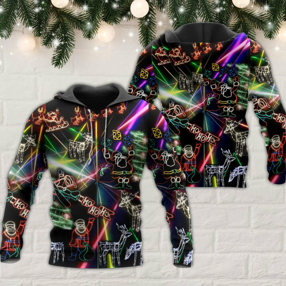 Christmas Tree Neon Art And Snowman - Hoodie - Owl Ohh - Owl Ohh