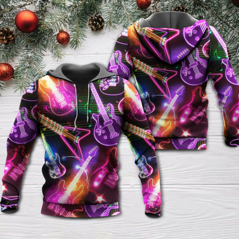 Christmas Guitar Neon Amazing - Hoodie - Owl Ohh - Owl Ohh