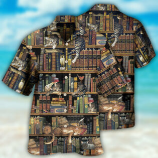 Book And Cat Vintage - Hawaiian Shirt - Owl Ohh - Owl Ohh