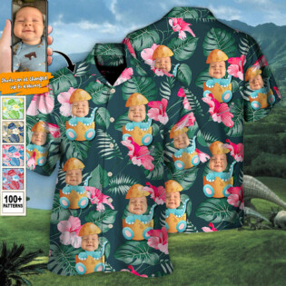 Dinosaur Funny Tropical Style Custom Photo - Hawaiian Shirt - Personalized Photo Gifts for men and women, kids - Owl Ohh