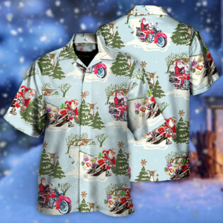 Christmas Santa Driving In Snow Forest - Hawaiian Shirt - Owl Ohh - Owl Ohh