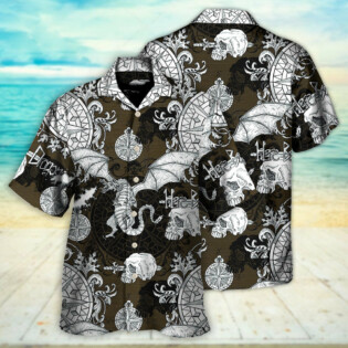 Dragon Flying With Skull Gothic Style - Hawaiian Shirt - Owl Ohh - Owl Ohh