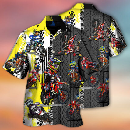 Motocross Racing Lover Motorcycle Art Style - Hawaiian Shirt - Owl Ohh - Owl Ohh