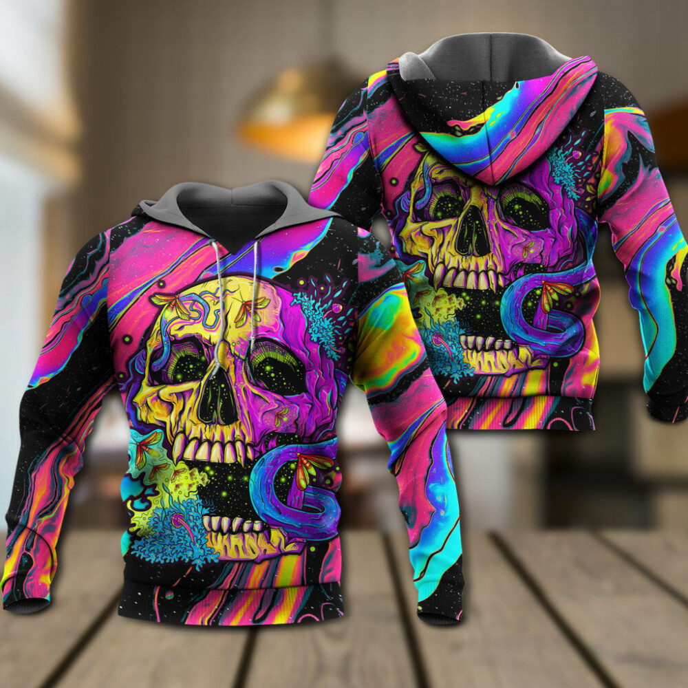 Skull And moth Night Butterfly Neon Style - Hoodie - Owl Ohh - Owl Ohh